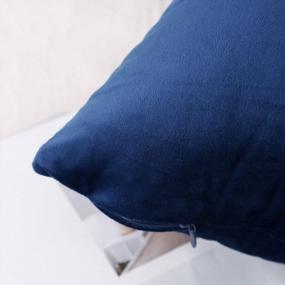 img 3 attached to 2-Pack бархатные декоративные наволочки, мягкие со скрытой молнией, сплошной цвет для дивана, спальни, автомобильного дивана, декоративная подушка 12 X 20 темно-синий