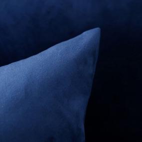 img 2 attached to 2-Pack бархатные декоративные наволочки, мягкие со скрытой молнией, сплошной цвет для дивана, спальни, автомобильного дивана, декоративная подушка 12 X 20 темно-синий