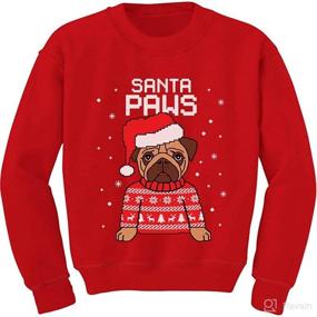 img 4 attached to 🐶 Kids Long Sleeve T-Shirt: Santa Paws Pug Ugly Christmas Sweater Dog Sweatshirt
