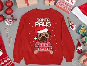 img 1 attached to 🐶 Kids Long Sleeve T-Shirt: Santa Paws Pug Ugly Christmas Sweater Dog Sweatshirt