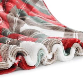 img 2 attached to Plaid Flannel Fleece Cozy Luxury Throw Blanket By HOMRITAR For Bed, Sofa And Couch - Ultra Soft (50 X 60 Inch, Red)