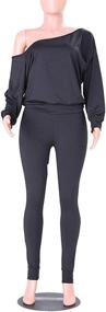 img 2 attached to Stylish and Stretchy Shoulder Tracksuit Sweatsuit Jumpsuit for Women at Jumpsuits, Rompers & Overalls