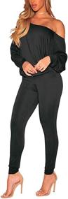 img 4 attached to Stylish and Stretchy Shoulder Tracksuit Sweatsuit Jumpsuit for Women at Jumpsuits, Rompers & Overalls