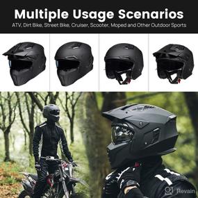 img 1 attached to 🏍️ ILM Open Face Motorcycle 3/4 Half Helmet for Men and Women, Vintage Retro Helmet with Visor for Moped ATV Cruiser Scooter DOT Model Z302 - Matte Black, Large