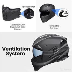 img 2 attached to 🏍️ ILM Open Face Motorcycle 3/4 Half Helmet for Men and Women, Vintage Retro Helmet with Visor for Moped ATV Cruiser Scooter DOT Model Z302 - Matte Black, Large