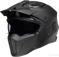 🏍️ ilm open face motorcycle 3/4 half helmet for men and women, vintage retro helmet with visor for moped atv cruiser scooter dot model z302 - matte black, large logo