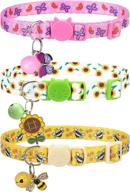 🐱 vkpetfr breakaway cat collars with bell & cute pendants - 3 pack adjustable safety kitten collars - summer decoration for girl boy cats puppy and small pets: find the perfect collar for your furry friend! логотип