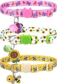 img 4 attached to 🐱 VKPETFR Breakaway Cat Collars with Bell & Cute Pendants - 3 Pack Adjustable Safety Kitten Collars - Summer Decoration for Girl Boy Cats Puppy and Small Pets: Find the Perfect Collar for Your Furry Friend!