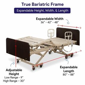 img 3 attached to True Bariatric Adjustable Hospital Bed – Ultra Low 9"-25" Heigh, Ultra Wide 36”-42”-48” Width, 80”-88” Length - Full Electric Medical Bed, 10 Function Hand Pendant -750 Lbs Capacity - Cherry