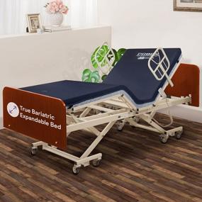 img 4 attached to True Bariatric Adjustable Hospital Bed – Ultra Low 9"-25" Heigh, Ultra Wide 36”-42”-48” Width, 80”-88” Length - Full Electric Medical Bed, 10 Function Hand Pendant -750 Lbs Capacity - Cherry