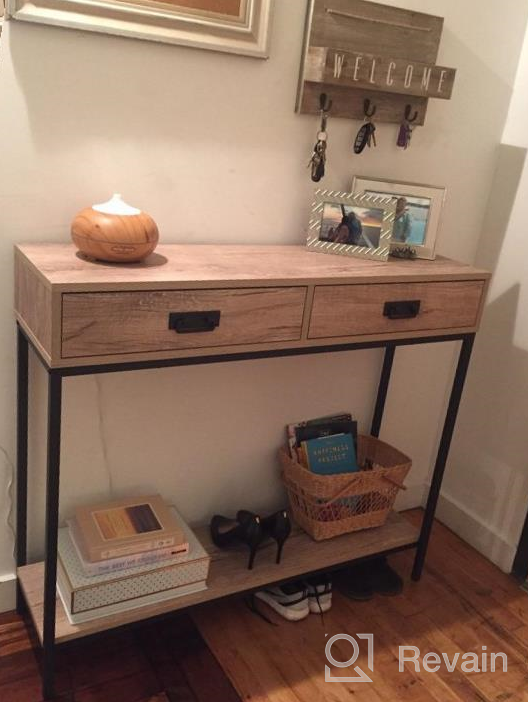 img 1 attached to Modern Oak Wood Console Table With Drawers And Shelf - Ideal For Hallways, Living Rooms And Entryways! review by Hamilton Larcony