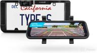 type s portable bluetooth mirror with solar powered license plate backup camera: extra wide 160° view in 720p for car, truck, suv, camper - wireless button control & split-screen features logo