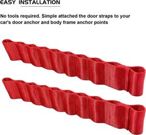 img 1 attached to Red Heavy Duty Door Strap Replacement - Adjustable Limiting Check Strap for Jeep Wrangler TJ JK JL CJ YJ JKU & Unlimited Accessories - Strong Load Capacity up to 1000 Lb