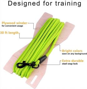 img 3 attached to 30Ft Long Heavy Duty Dog Training Leash In Neon Green - BRONZEDOG Check Cord Tracking Line Ideal For Puppies And Dogs