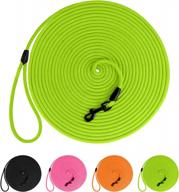 30ft long heavy duty dog training leash in neon green - bronzedog check cord tracking line ideal for puppies and dogs логотип
