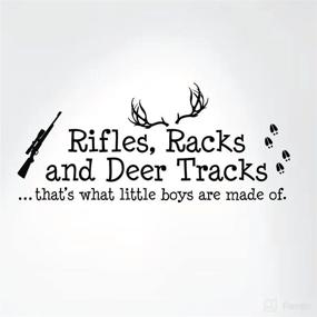 img 1 attached to 🦌 Decorate Your Boy's Room with Rifles, Racks, and Deer Tracks! Little Boys Wall Decal - #1279, Matte Black, 28"W x 12"H