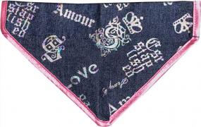 img 1 attached to Love Your Pet With Sweetie B Denim Bandana - Stylish Dog Accessory Embossed In 3 Languages (Multi)