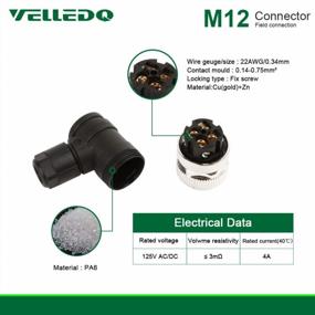 img 1 attached to Industrial M12 Connector 5-Pin Female A Coding Elbow Sensor Cable Plug Adapter By VELLEDQ - Perfect For Field Assembly