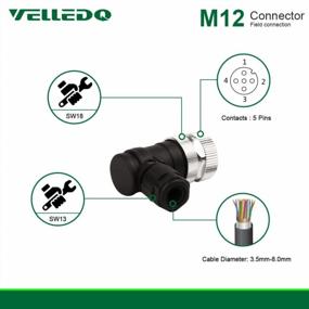 img 2 attached to Industrial M12 Connector 5-Pin Female A Coding Elbow Sensor Cable Plug Adapter By VELLEDQ - Perfect For Field Assembly