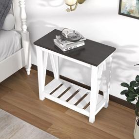 img 2 attached to Charming ChooChoo Farmhouse End Table: Rustic Vintage Design With Storage Shelf For Small Spaces