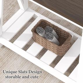 img 1 attached to Charming ChooChoo Farmhouse End Table: Rustic Vintage Design With Storage Shelf For Small Spaces