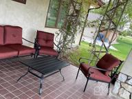 img 1 attached to 4-Piece PatioFestival Outdoors Sofas With 6.3 Inch Cushion Metal Bistro Conversation Set In Burgundy Red – Perfect For Your Patio! review by Rick Gondoras