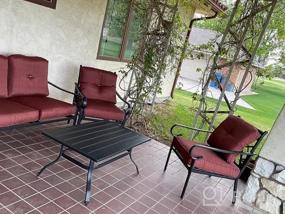 img 3 attached to 4-Piece PatioFestival Outdoors Sofas With 6.3 Inch Cushion Metal Bistro Conversation Set In Burgundy Red – Perfect For Your Patio!