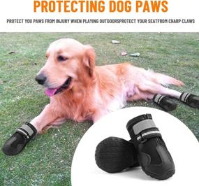 img 1 attached to 🐾 Waterproof Breathable Dog Shoes with Reflective Webbing - Stylish & Cute Non-Slip Boots for Medium & Large Dogs (4PCS, Size 8)