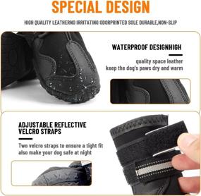 img 3 attached to 🐾 Waterproof Breathable Dog Shoes with Reflective Webbing - Stylish & Cute Non-Slip Boots for Medium & Large Dogs (4PCS, Size 8)