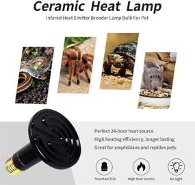 img 2 attached to 🔥 2 Pack 100W Infrared Ceramic Reptile Heat Emitter Bulb for Amphibian, Pet Brooder, Lizard Coop, Snake, Chicken, Aquarium, Turtle - Black, No Light Emitting Heater