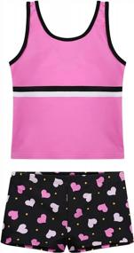 img 4 attached to Adorable Two Piece Tankini Swimsuit With Boyshort For Little Girls By Cadocado