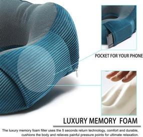 img 1 attached to 🌐 Blue Travel Pillow - 360-Degree Memory Foam Neck Pillow with Head Support for Comfortable Airplane, Car, Train, Bus, and Home Use - Lightweight & Includes Storage Bag