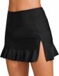 women's high waisted swim skirt bottoms split ruffle bathing suit bottom swimsuit logo