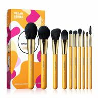 eigshow premium synthetic makeup brush set - vegan 10pcs yellow brushes for flawless foundation, blending, face powder, lip blush, contour and eyeshadow application - cruelty-free logo