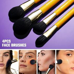 img 2 attached to EIGSHOW Premium Synthetic Makeup Brush Set - Vegan 10Pcs Yellow Brushes For Flawless Foundation, Blending, Face Powder, Lip Blush, Contour And Eyeshadow Application - Cruelty-Free
