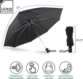 img 3 attached to ☂️ Lewis N. Clark Travel Umbrella - Automatic Open Close with 1-Year Warranty, Green, One Size