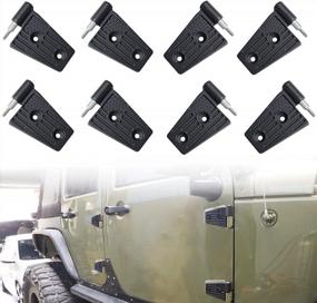img 4 attached to Sukemichi Door Hinges Kit For Jeep, Change Original Factory Hinges Sleeve For Jeep Wrangler Unlimited Rubicon Sahara Sports Accessories 2007-2018 JK JKU 8Pcs, Aluminum, Anti-Rust, Black