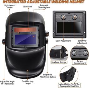 img 1 attached to Ekkcash Darkening Solar Lithium Welding Helmet for Effective Grinding