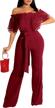 women's elegant off shoulder jumpsuit with lace top and wide leg pants - kaimimei summer romper outfit logo