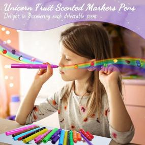 img 2 attached to Unicorn Gifts Set For Girls - Fruit Scented Markers, Coloring Books, Stickers, And More - Fun School Supplies And Art Kit - Perfect Birthday, Christmas, And Easter Gifts For 5-7 Year Olds