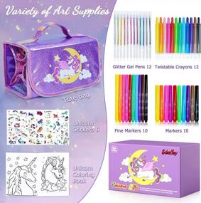 img 3 attached to Unicorn Gifts Set For Girls - Fruit Scented Markers, Coloring Books, Stickers, And More - Fun School Supplies And Art Kit - Perfect Birthday, Christmas, And Easter Gifts For 5-7 Year Olds