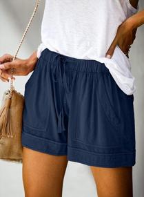 img 2 attached to Women'S Summer Pocketed Shorts, Casual Elastic Waist Drawstring Comfy Short