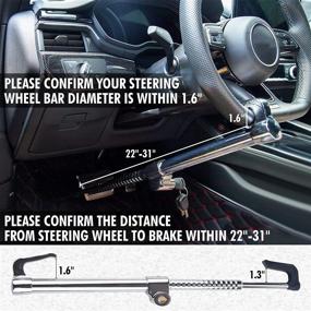 img 3 attached to 🔒 Cartman Heavy Duty Steering Wheel Lock Bar: Ultimate Anti-Theft Security with Adjustable Length - Silver, Includes 3 Keys