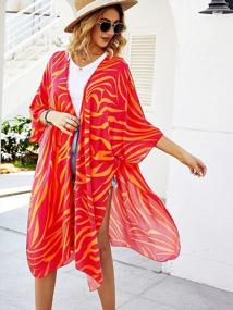 img 3 attached to Red Kimono Cover Up For Women - Large Size | ZSWDXX