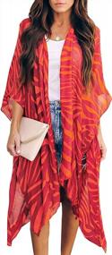 img 4 attached to Red Kimono Cover Up For Women - Large Size | ZSWDXX