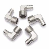 pack of 5 - stainless steel 316 90 degree elbow barb fitting for 1/2" id hose and 1/2" male npt air & gas connections by ltwfitting logo