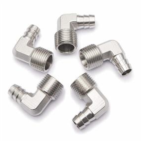 img 4 attached to Pack Of 5 - Stainless Steel 316 90 Degree Elbow Barb Fitting For 1/2" ID Hose And 1/2" Male NPT Air & Gas Connections By LTWFITTING