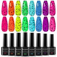 mizhse neon eggshell gel polish set - summer fluorescent pink, yellow, green nail polish | soak off uv led gel for salon manicure logo