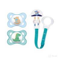 🍼 mam value pack baby pacifier – nipple shape to support oral development, with universal pacifier clip – includes 2 pacifiers + 1 clip, 0-6 months, love & affection for boys logo