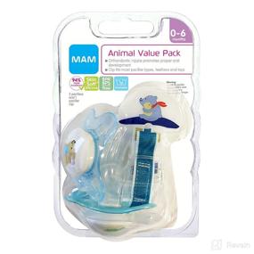 img 3 attached to 🍼 MAM Value Pack Baby Pacifier – Nipple Shape to Support Oral Development, with Universal Pacifier Clip – Includes 2 Pacifiers + 1 Clip, 0-6 Months, Love & Affection for Boys